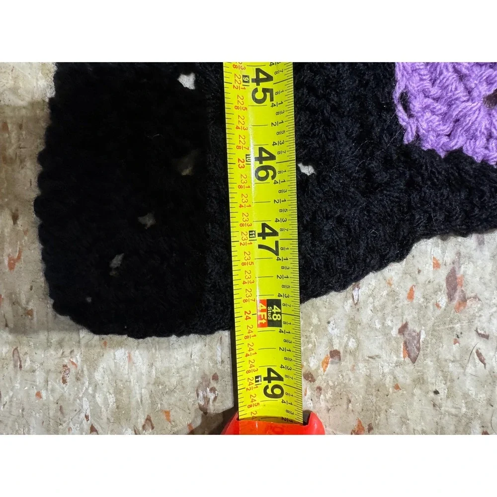 Roseanne Show 80x48 Granny Square Crochet Afghan Blanket MultiColor Squares Boho